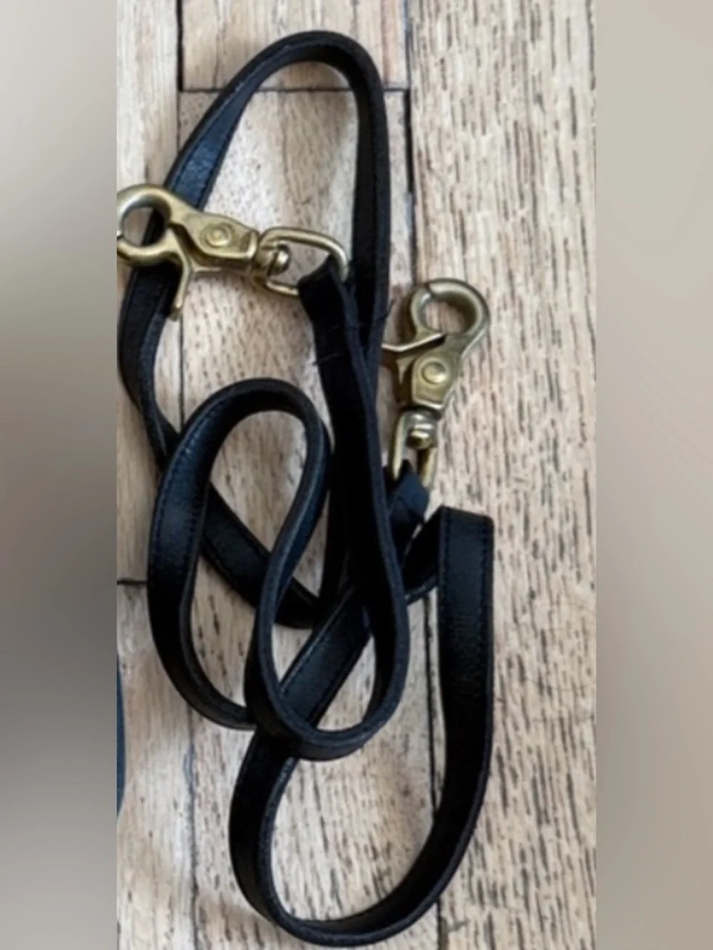 Vintage Coach Black Leather Crossbody Strap with Brass Clips - Picture 2 of 2